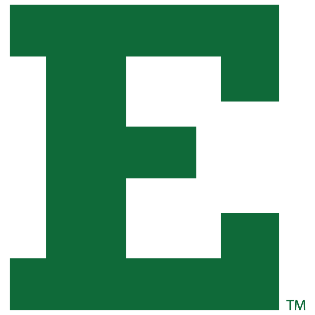 Eastern Michigan University's primary logo. A green block E.